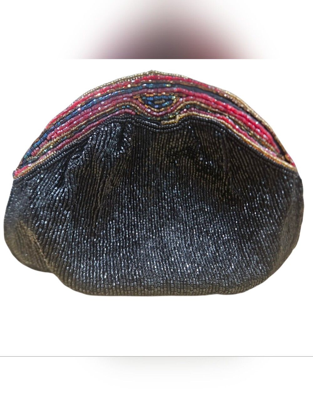 Vintage Walborg Black Beaded Clutch Art Deco Evening Bag